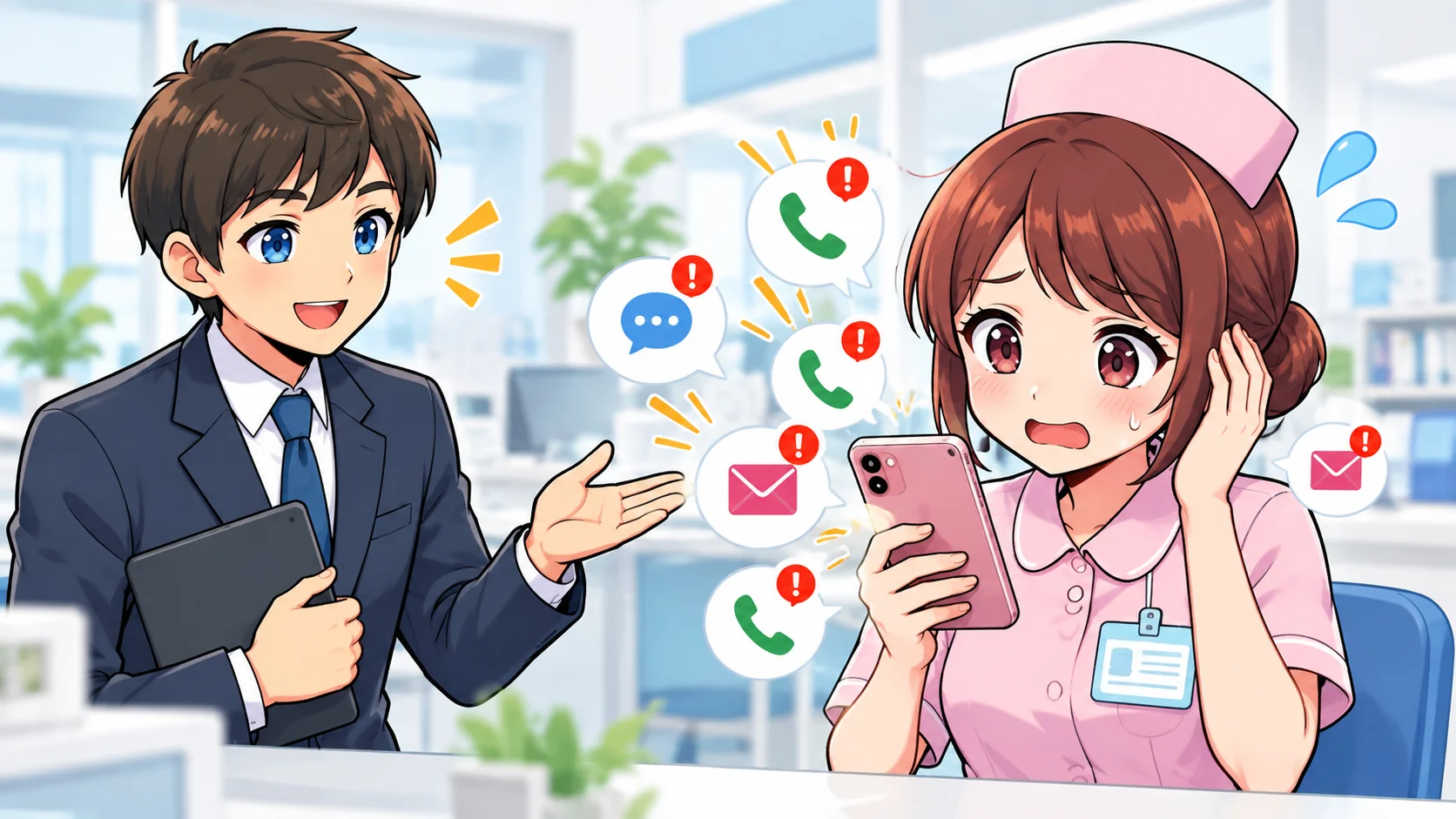 ナース専科 転職からの電話や連絡に戸惑う看護師のイメージ