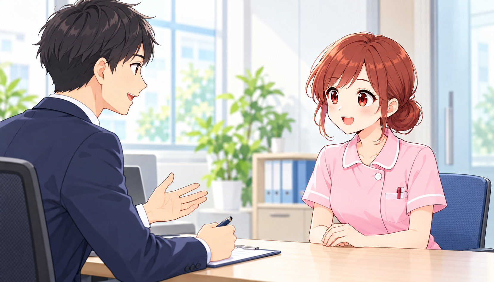 採用面接で併願状況について話すジンちゃん