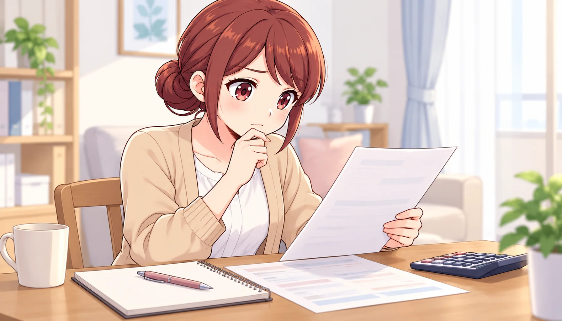 管理職の給与条件書を確認するジンちゃん