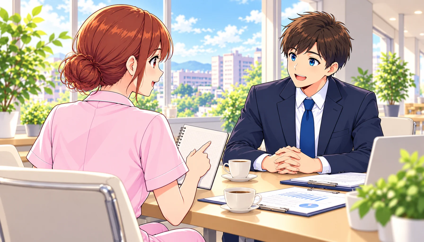 病院の説明を聞きながら、気になった点を質問するジンちゃん