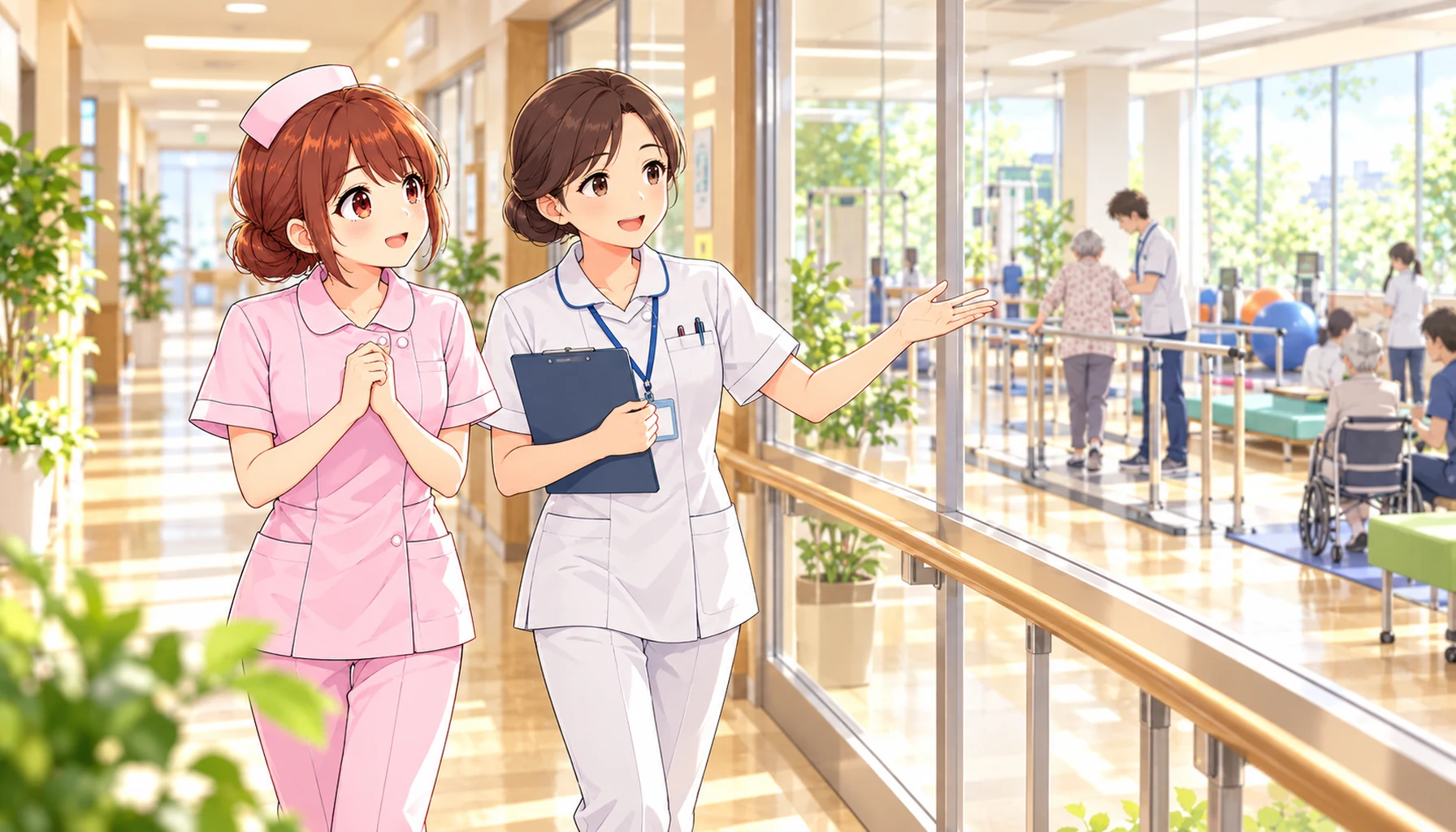 病院見学でリハビリの様子を確認するじんちゃん
