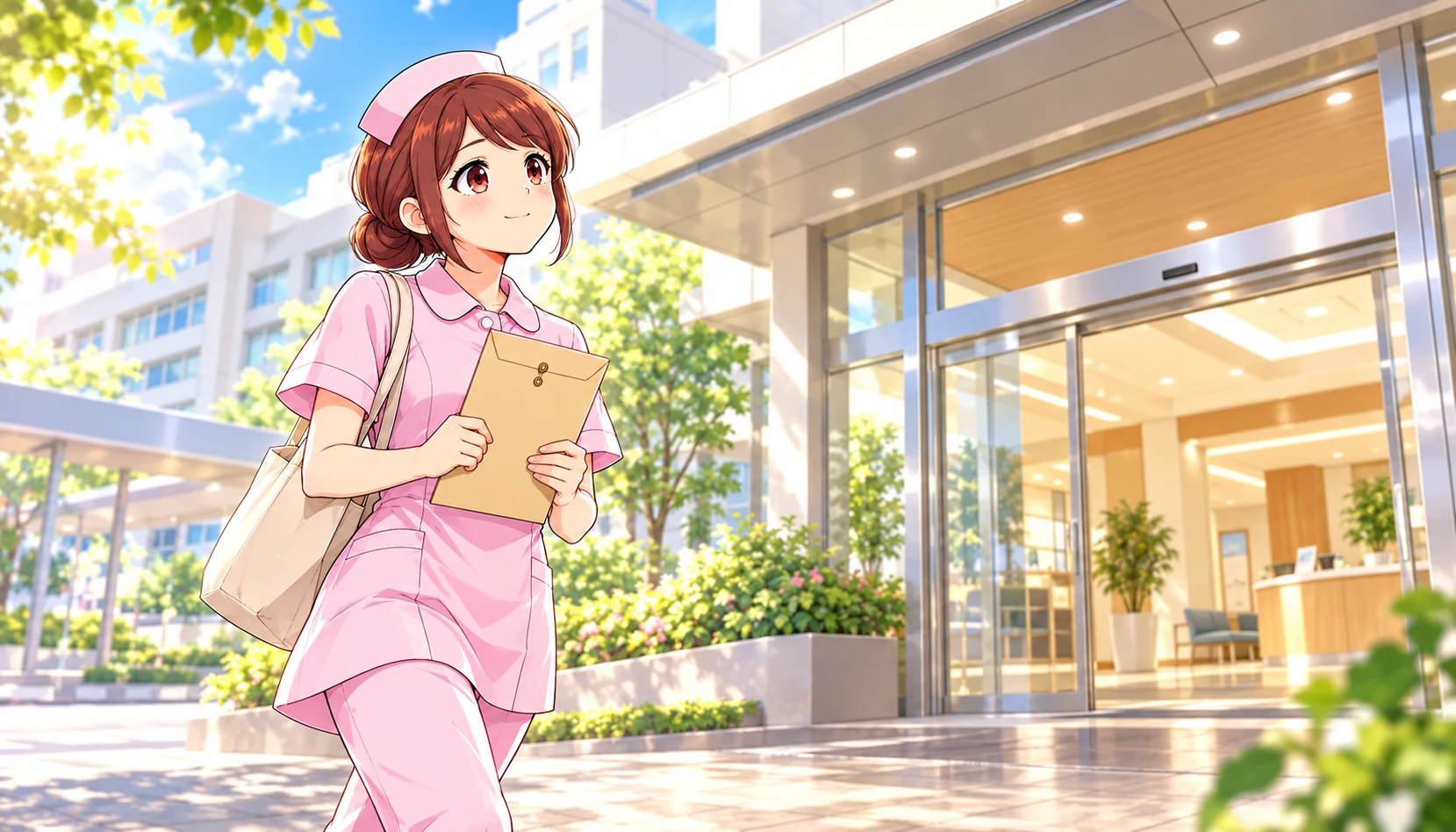 希望する病院の採用窓口へ応募書類を届けるじんちゃん