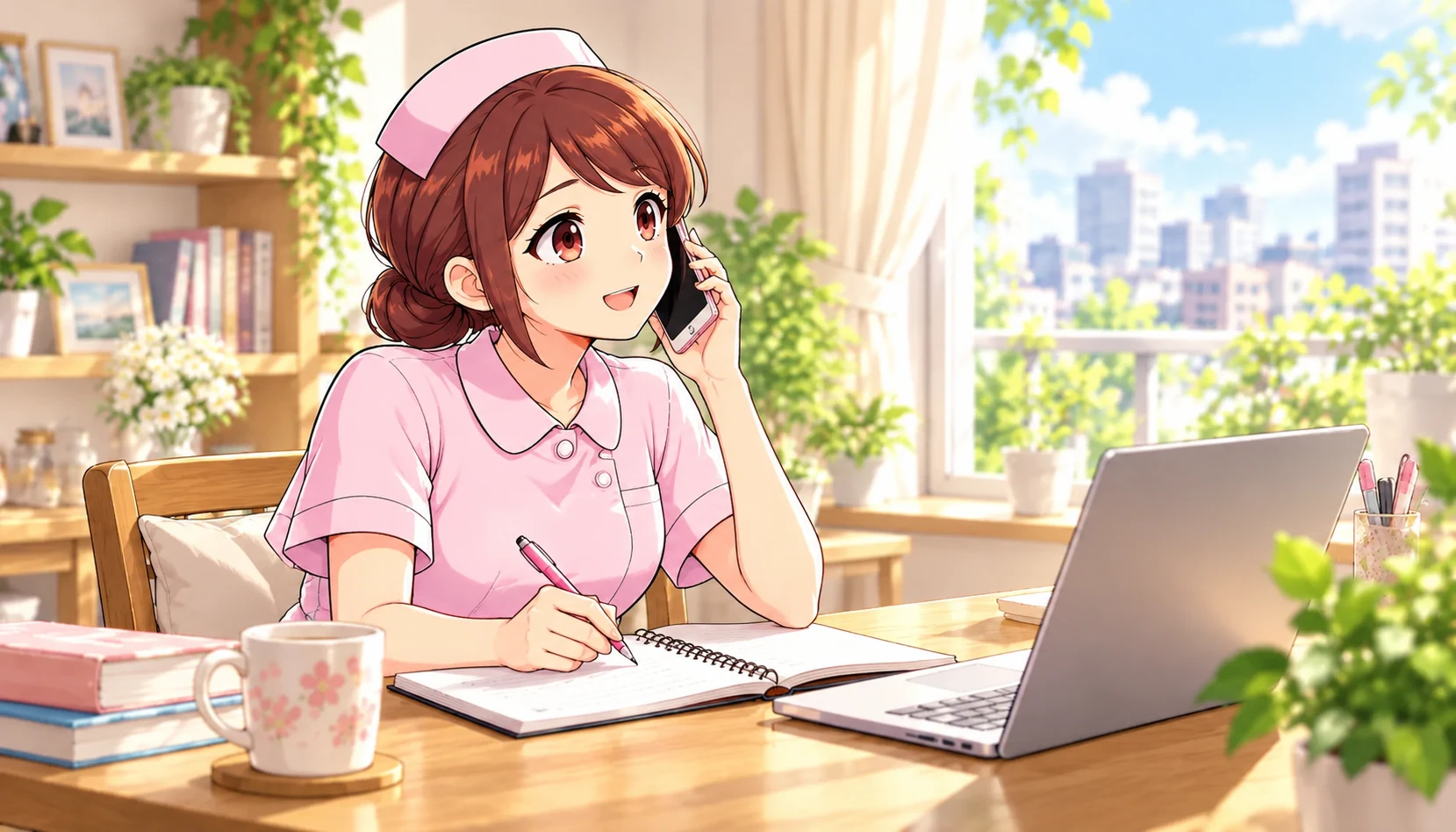 応募方法について電話で確認するじんちゃん
